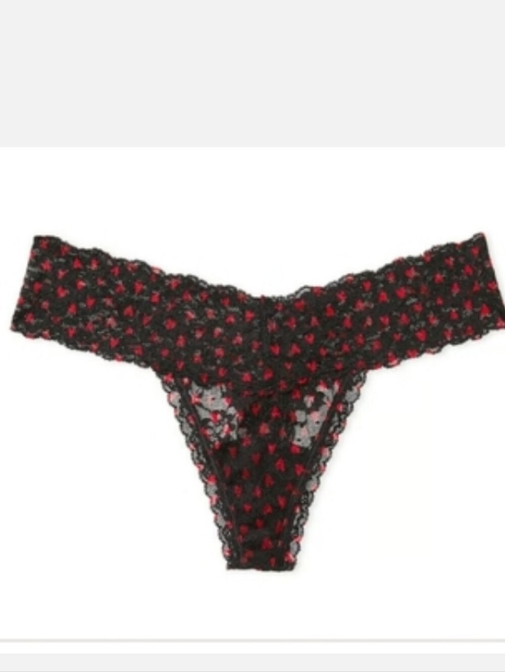Victoria's secret very sexy the lacie heart valentines thong panty MEDIUM BLACK